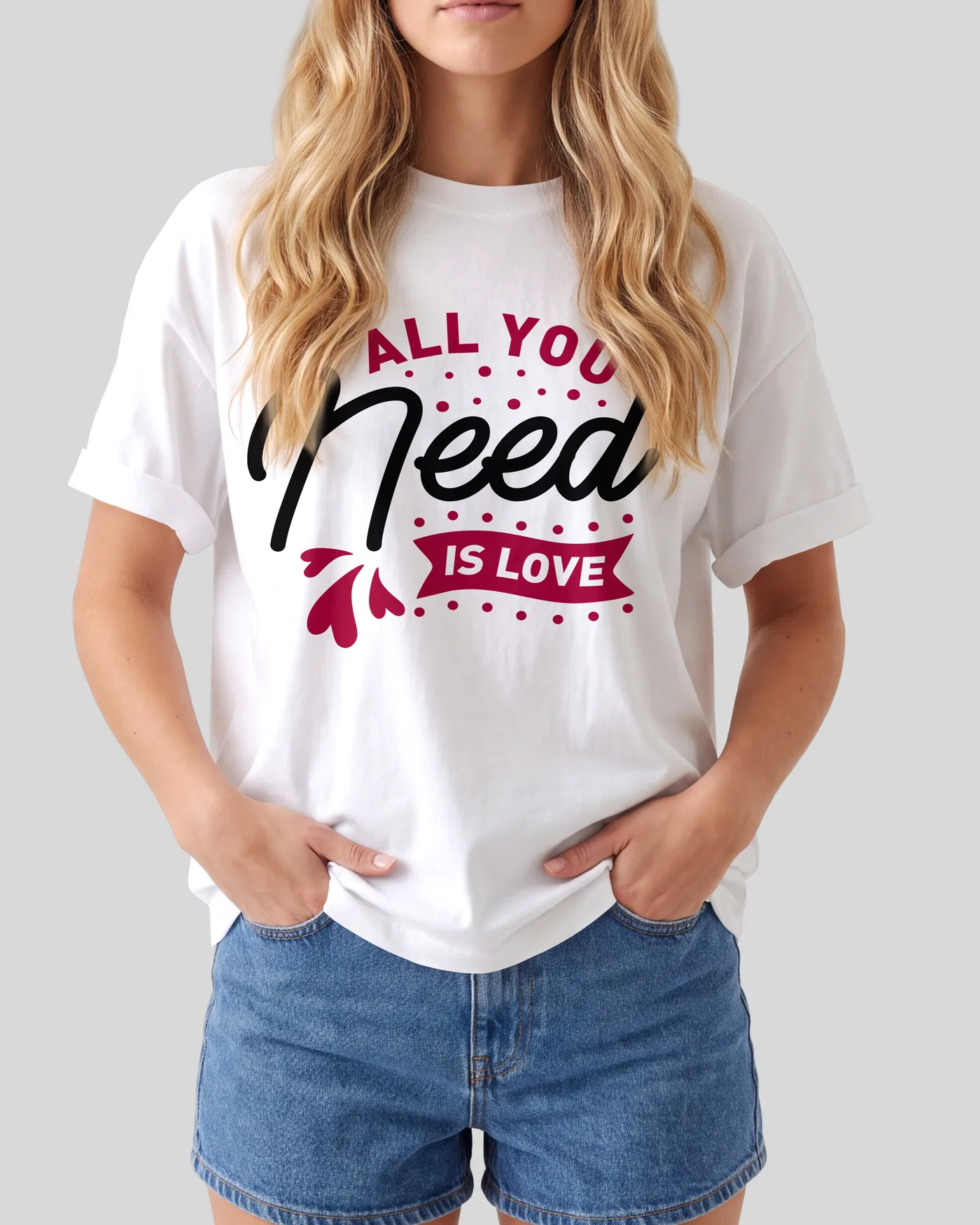 Women's Graphic Print Regular Fit T-Shirt –Is Love — back print on a white regular t-shirt